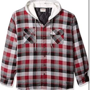 Wrangler Men's Long Sleeve Flannel Jacket + Hood